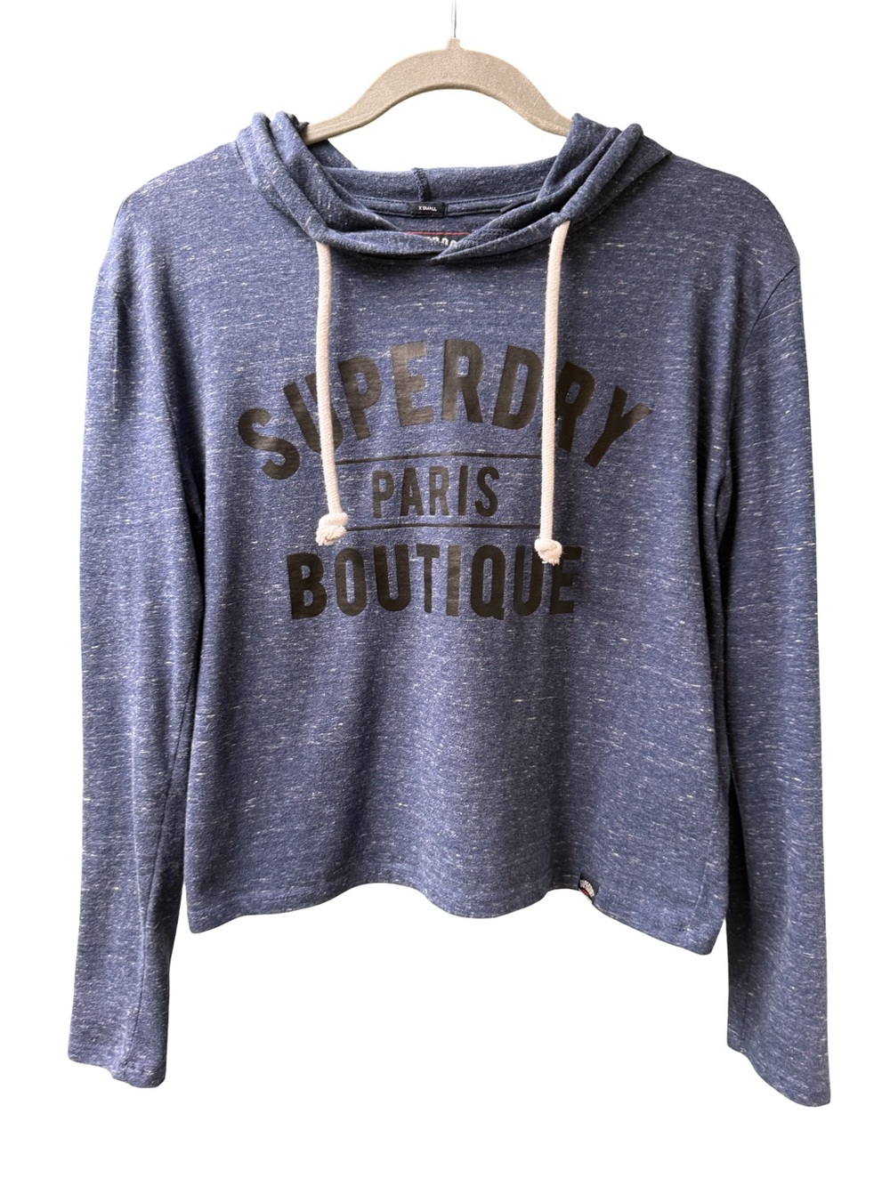 Superdry Navy Speckled Hoodie with Branded Interior Tag